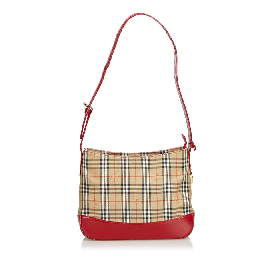 Burberry Brown Beige Jacquard Fabric Shoulder Bag United Kingdom