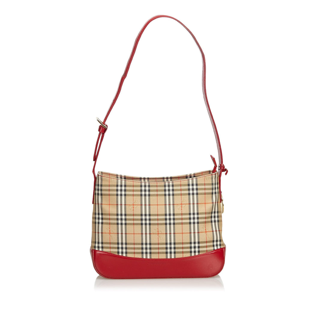 Burberry Brown Beige Jacquard Fabric Shoulder Bag United Kingdom