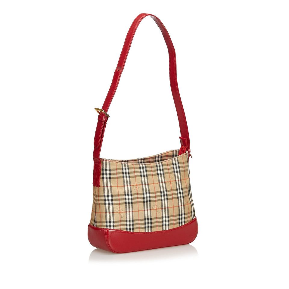 Burberry Brown Beige Jacquard Fabric Shoulder Bag United Kingdom