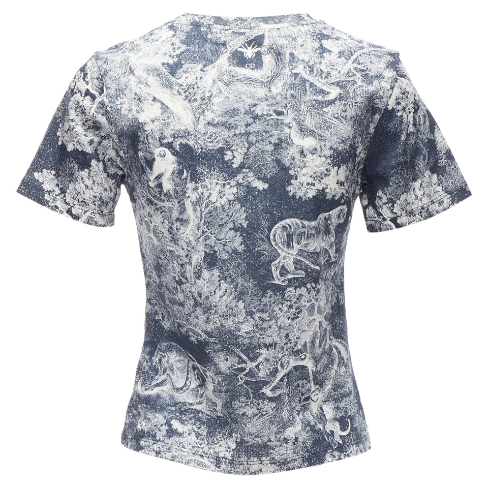 Dior Toile De Jouy Tree Tiger Print Cotton Linen Casual Tshirt