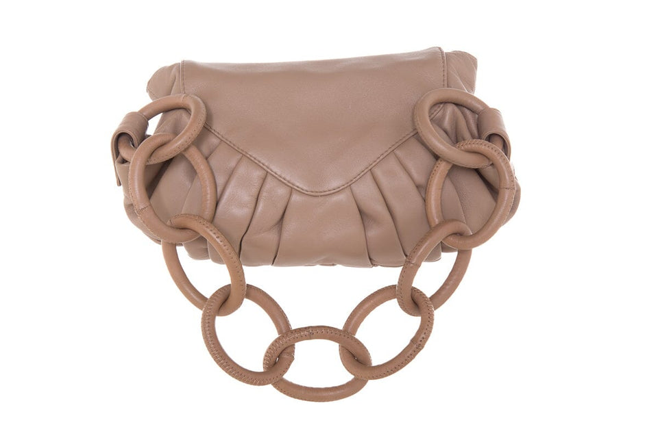 Chanel Taupe Limited Edition Accordion Pleat Lambskin Leather Shoulder Bag