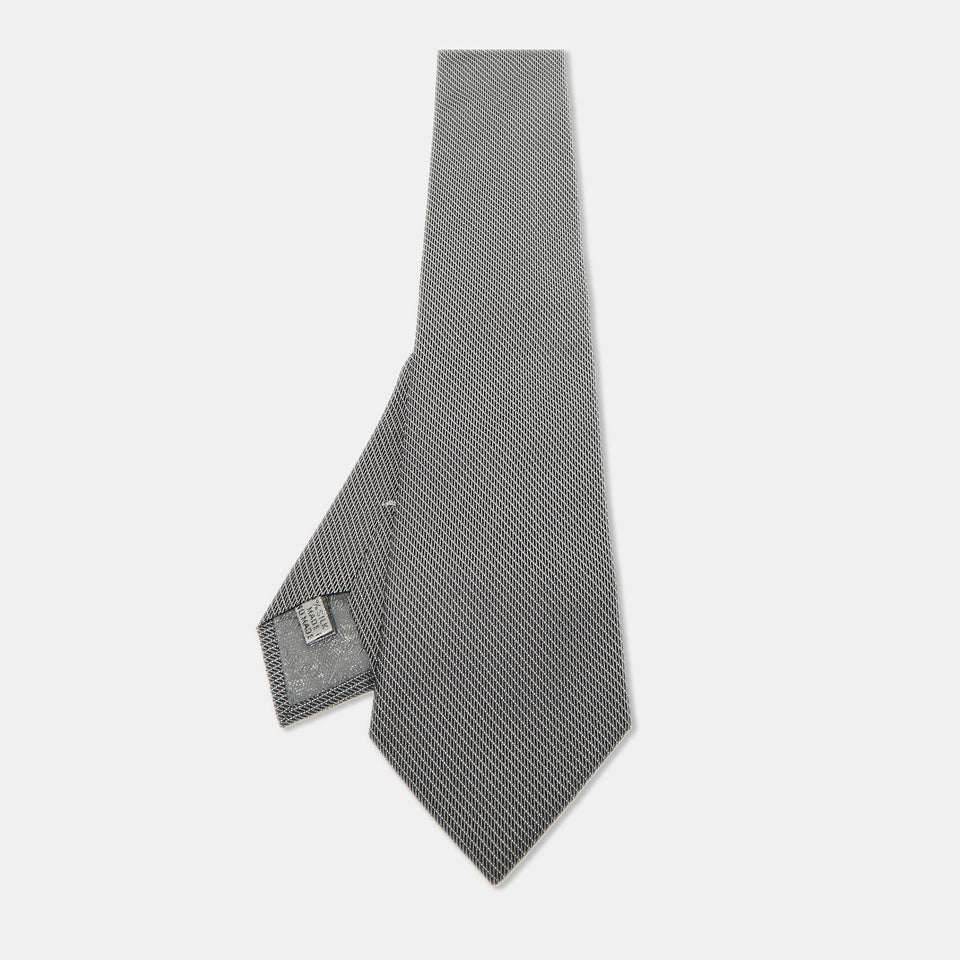 Dior Homme Grey Patterned Silk Classic Tie