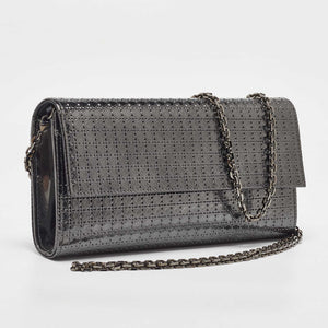 Dior Metallic Patent Leather Micro Cannage Croisiere Wallet On Chain