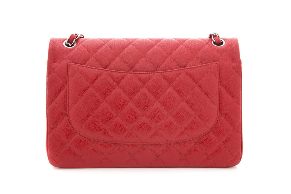Chanel Red  Jumbo Caviar Double Flap Handbag