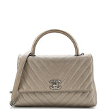 CHANEL Coco Top Handle Bag Chevron Caviar Small