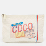 White Quilted Canvas Coco Cuba O-Case Clutch