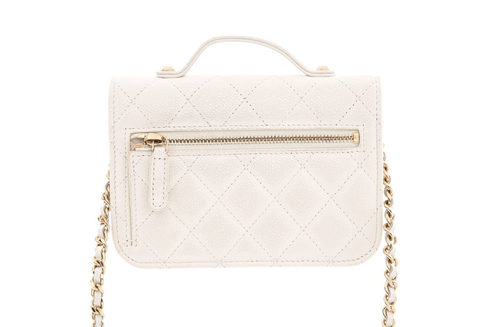 Chanel White Business Affinity Flap Handbag