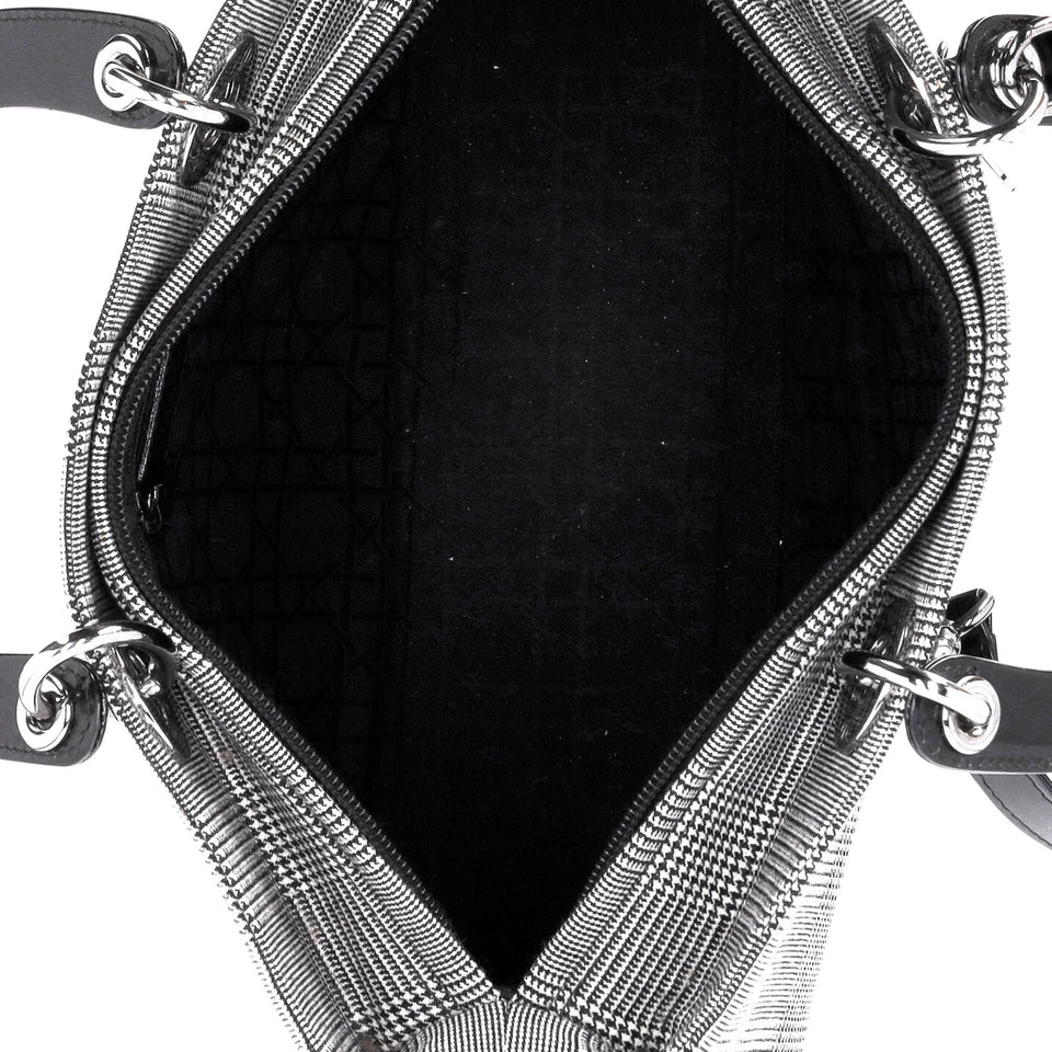 Dior Large Lady Dior Houndstooth Print Hand Bag in Canvas