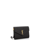 Classic Monogram Envelope Wristlet Clutch Matelasse Chevron Leather