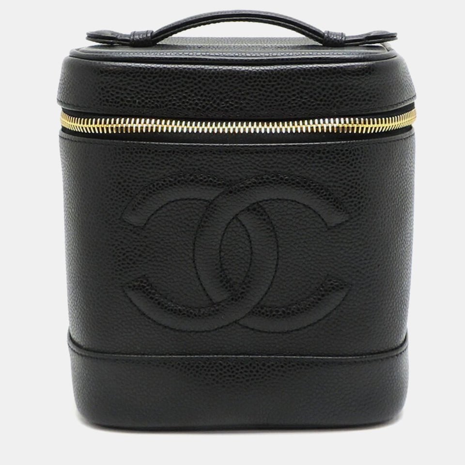 Black Leather Vanity Case Clutch