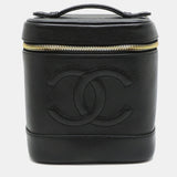 Black Leather Vanity Case Clutch