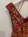Prada Red & Gold Midi Dress with Floral & Bow Detail Size IT 40 (UK 8)