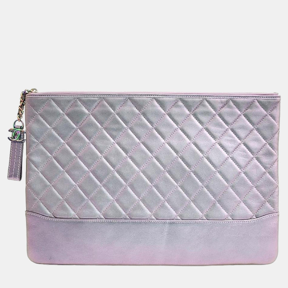 Purple Leather Gabrielle Clutch