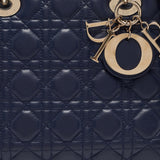 Dior Navy Blue Cannage Leather Medium Lady Dior Tote