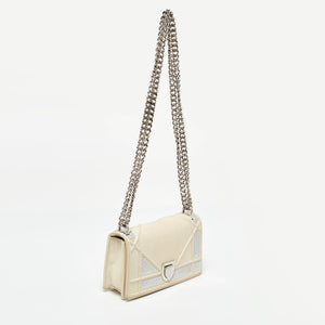 Dior Off White Leather And Sequin Mini Diorama Flap Bag