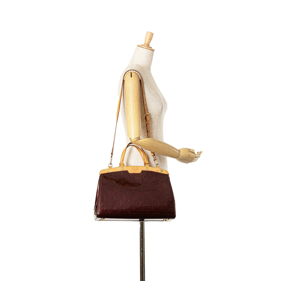 Red Louis Vuitton Monogram Vernis Brea MM Satchel