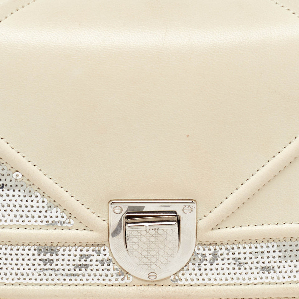 Dior Off White Leather And Sequin Mini Diorama Flap Bag