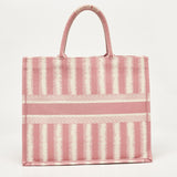 Dior Pink/white Canvas Large Stripe Book Tote