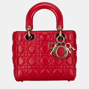 Red Small Lambskin Cannage Lucky Badges My Lady Dior