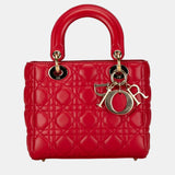 Red Small Lambskin Cannage Lucky Badges My Lady Dior