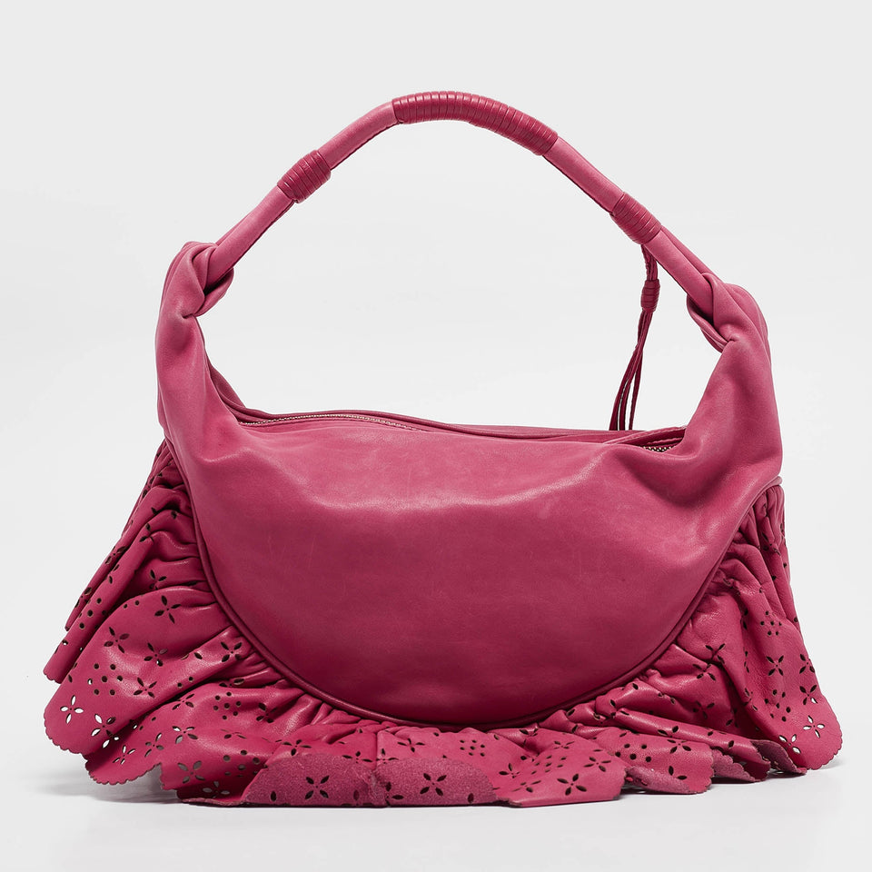 Dior Pink Leather Gipsy Ruffle Hobo