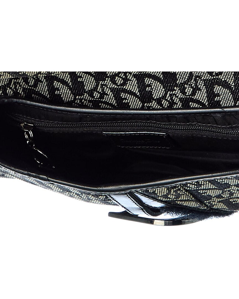 Dior Black Canvas Oblique Saddle Bag