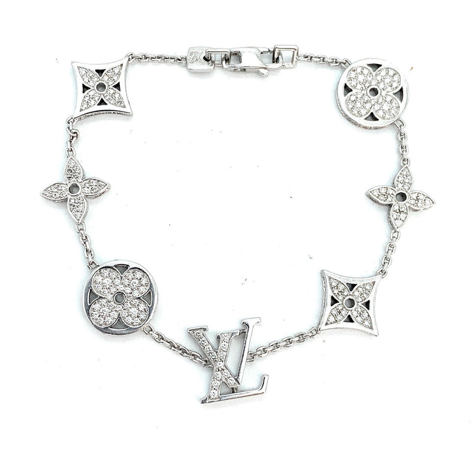 LOUIS VUITTON 18K White Gold 1.40ctw Diamond Idylle Blossom Bracelet