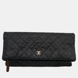 Black Leather Beauty CC Foldover Clutch Bag