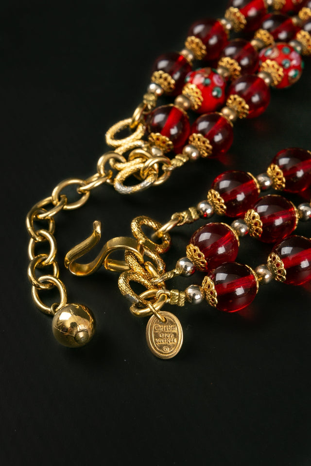 Collier de perles rouges Dior