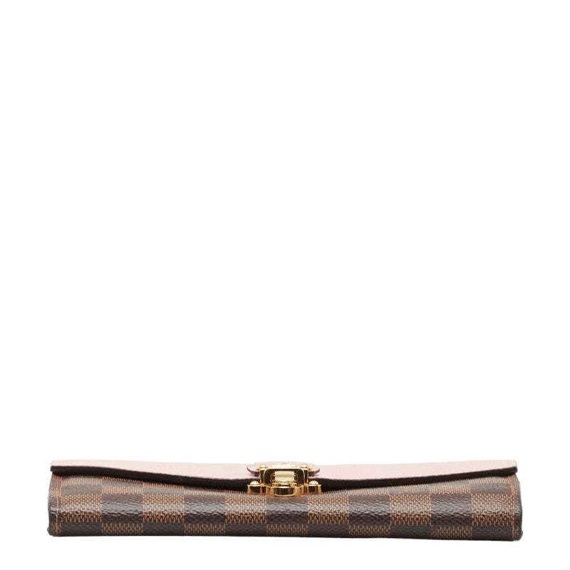 Louis Vuitton Damier Portefolio Clapton Long Wallet N64447 Magnolia Pink Brown PVC Leather  LOUIS VUITTON