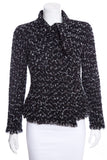 Chanel Cruise 2006 Navy Fantasy Tweed Tie Neck Blazer SZ 34