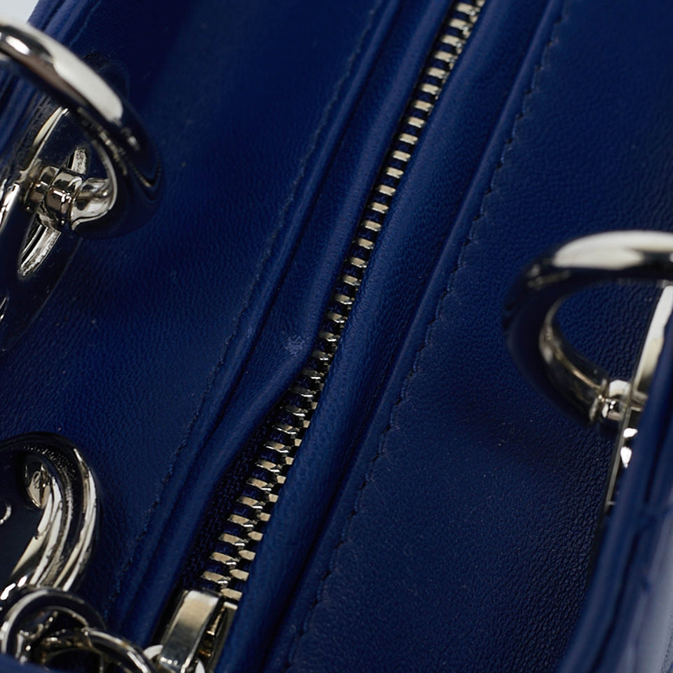 Dior Blue Cannage Leather Medium Lady Dior Tote