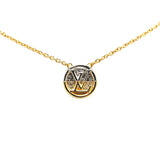 Gold Louis Vuitton Gold Plated Bicolor Collier L to V Pendant Necklace