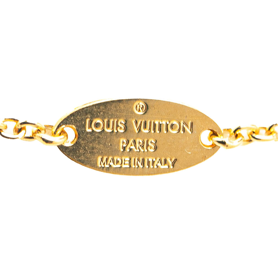 Gold Louis Vuitton Gold Plated Bicolor Collier L to V Pendant Necklace