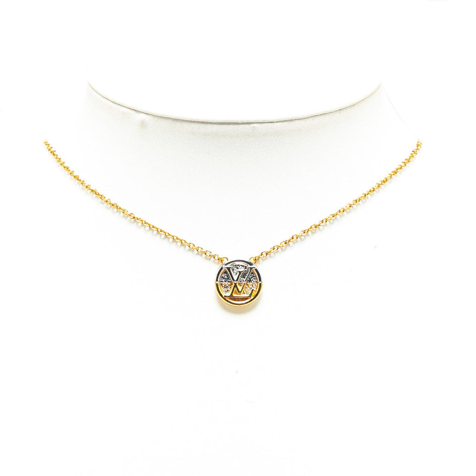 Gold Louis Vuitton Gold Plated Bicolor Collier L to V Pendant Necklace