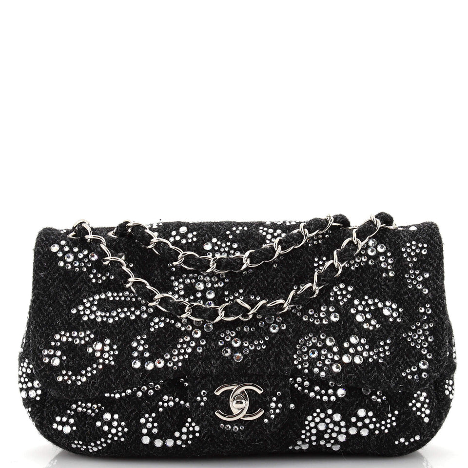 CHANEL Leopard CC Flap Bag Crystal Embellished Tweed Jumbo