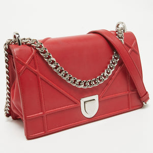 Dior Red Leather Medium Diorama Flap Shoulder Bag..