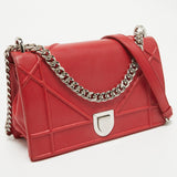 Dior Red Leather Medium Diorama Flap Shoulder Bag..