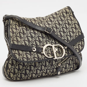 Dior Black Diorissimo Canvas And Leather Cd Logo Flap Messenger Bag