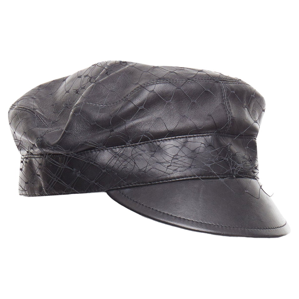 Dior Arty soft leather mesh veil CD bee lined newsboy hat