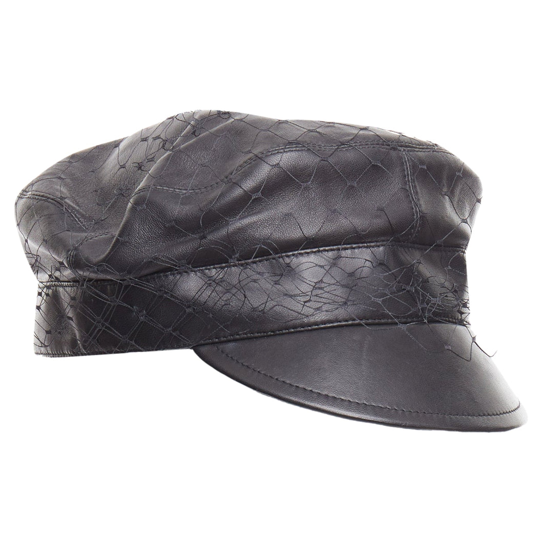 Dior Arty soft leather mesh veil CD bee lined newsboy hat