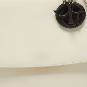 Dior White/black Leather Large Be Dior Flap Top Handle Bag
