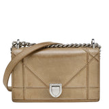 Metallic Gold Suede Small Diorama Shoulder Bag