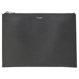 Saint Laurent Letters Large Zip Clutch in Black Leather