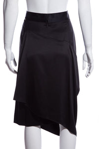 Chanel Black Silk Drapped Wrap Skirt SZ 46