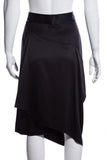 Chanel Black Silk Drapped Wrap Skirt SZ 46