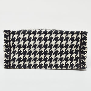 Dior Black/white Embroidered Macro Houndstooth Canvas Medium Book Tote