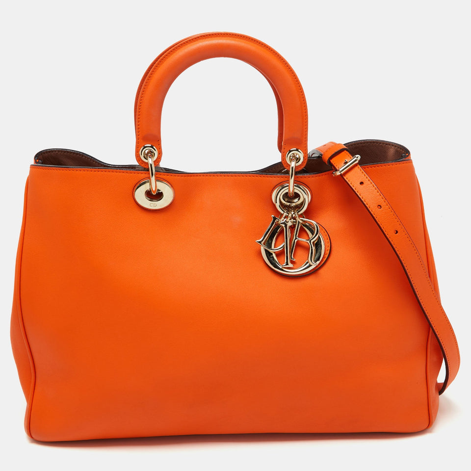 Orange Leather Large Diorissimo Shopper Tote