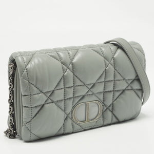Dior Stone Grey Macrocannage Leather Mini Caro Bag