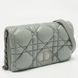 Dior Stone Grey Macrocannage Leather Mini Caro Bag